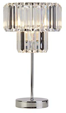 Silver Chrome - Clear Acrylic 7W LED 2 Tier Table Lamp H37.5cm