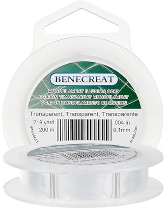 BENECREAT 200m 0.1mm Clear Fishing Nylon Perlenfaden Draht zum Aufhängen von Ornamenten, Armband und Schmuckherstellung