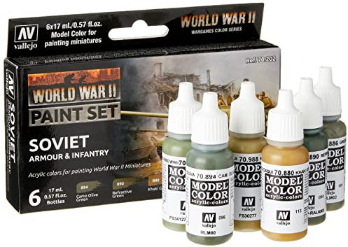 Vallejo VAL70202 Farb, Sowjetische Panzerung und Infanterie, AV Model Color Set-WWII Soviet Armour&Infantry,17 ml (Pack of 1)