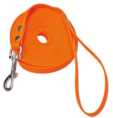 Original Biothane® Schleppleine orange mit Handschlaufe Länge: 10 m / 13 mm Neon Farben