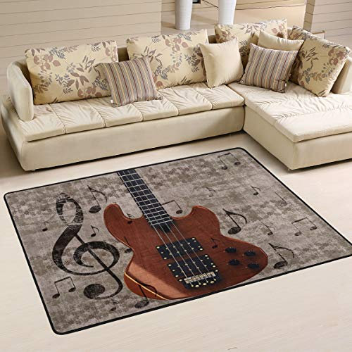 Mnsruu Vintage Stylish Guitar Music Area Rug Rugs for Living Room Bedroom 91cm x 61cm(3 x 2 feet)