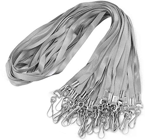 Badge Lanyards Swivel Hook Flat Neck Gray Lanyard for Namensschild ID Card Badges Holder (Grau, 100 Stück)