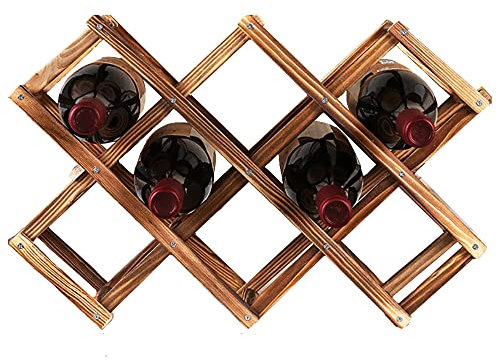 Ferfil Étagère à vin en bois – 10 bouteilles empilables pour la maison, la cuisine, le bar ou les armoires