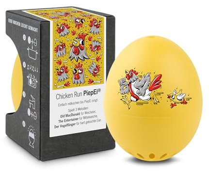 Chicken Run PiepEi - Singende Eieruhr zum Mitkochen - Eierkocher für 3 Härtegrade - Gute Laune Geschenk - Lustiges Kochei - Musik Eggtimer - Brainstream