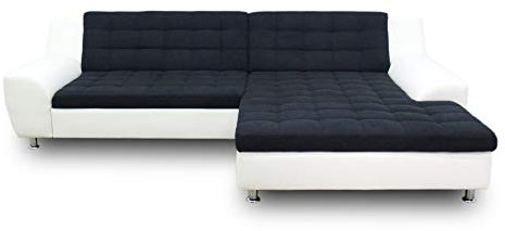 DOMO. collection Ecksofa Morton, Sofa in L-Form, Eckcouch aus Leder mit edlem Microfaser-Polster, Couch, Polsterecke, Kunstleder, 304 x 200 x 84 cm (BxTxH), schwarz/weiß