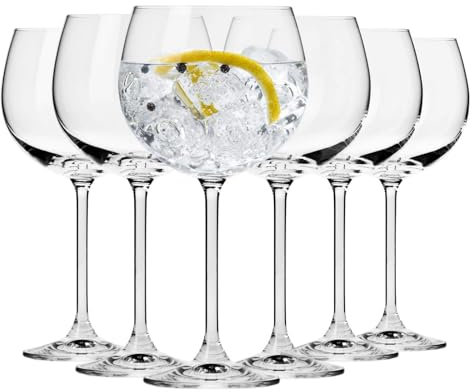 Krosno Gin Glas Wassergläser | 6-teiliges Set | 480 ml | Venezia Kollektion | Perfekt für Zuhause, Restaurants und für Partys und Veranstaltungen | Spülmaschinenfest