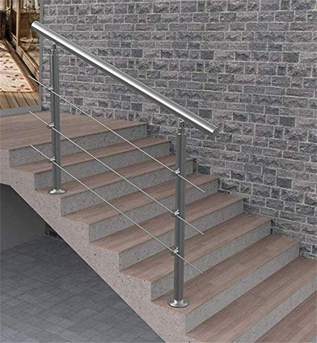 CGF-Haltegriff Verstellbarer Handlauf, Treppengeländer aus Edelstahl 304, für Innen und Außen, 100 cm / 120 cm lang, Höhe: 85 cm, 2 Pfosten, 3 Querstangen