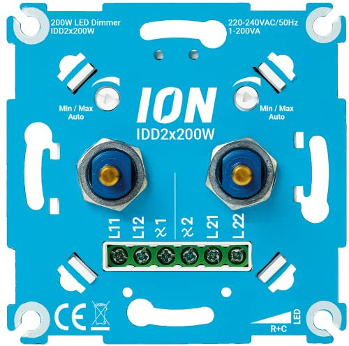 ION INDUSTRIES 2X200W Duo LED Dimmer - Ohne Frontplatte - Professioneller Duo Dimmerschalter für Dimmbare LED Lampen - Gewinner Innovation Award