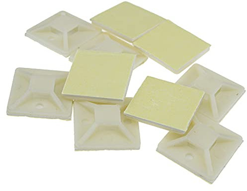 Cable Tie Base 30mm x 30mm Self Adhesive Natural Medium White [10 Pack] [10 Pack : 30mm]