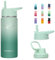 STACEGEELE Edelstahl Trinkflasche 550ml Thermosflasche mit Strohhalm Deckel Schraubverschluss Isolierte Wasserflasche für Kinder Auslaufsichere Isolierflasche doppelwandig Kohlensäure geeignet 18oz