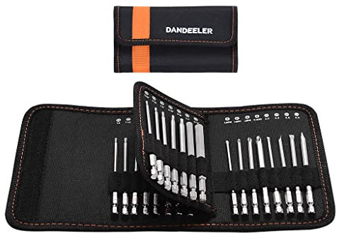 Dandeeler 30 Piece 4 Long Security Bit Set Torx Hex Slotted Phillips Square Pozidriv, with Tool Bag 30pc Long 4inch