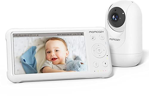 momcozy Babyphone con cámara 5 Pulgadas HD 1080P Video babyphon sin WiFi Batería de 5000 mAh Babyphon Visión Nocturna infrarroja Lente Gran Angular 2 vías de Audio Modo VOX Alcance de 960 pies