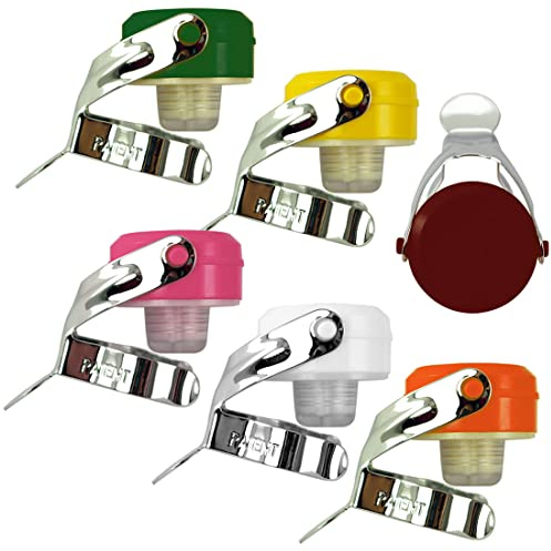 EUPOSIA - Made in Italy - SUPERTAPPO - Set di 6 Stopper Universale Vino & Champ - BLOCKWAF System fino a 6 Atm. - In Acciaio Cromato e Silicone - Mod. 1920 con Aletta INOX - (Rainbow)