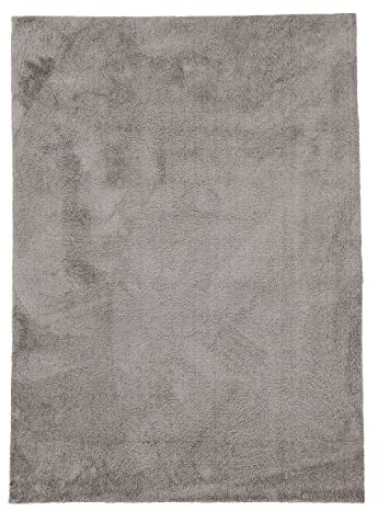 carpetfine Hochflor Teppich Silky Shaggy 60x90 cm Beige | pflegeleichte Kunstfaser, handgetuftet, Florhöhe ca. 11–20 mm, für Wohnzimmer, Schlafzimmer und Esszimmer