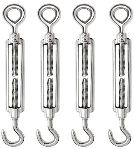 4 Pezzi M8 Tenditore Acciaio Inox 304 Tenditore Filo Regolabile Tenditori Gancio e Occhiello per Cavi in Acciaio Tenditori per Funi
