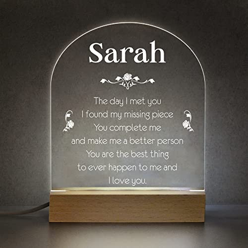Personalised Gifts for Girlfriend, Birthday Gifts for Her Girlfriend, I Love You Gifts for Girlfriend, Night Light Plaque Printed with Romantic Quote, Anniversary and Valentines Gifts for Her