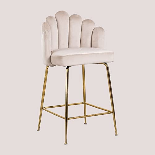 SKLUM Barhocker aus Samt Markina ↑65 cm Beige Creme