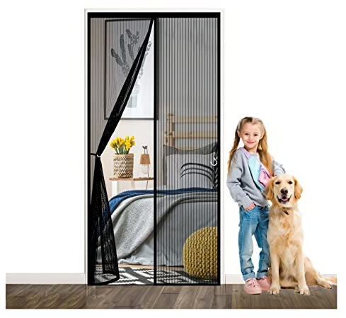 Zanzariera Magnetica per Porte Finestra 225 x 250 cm, Tende zanzariere per Porte, Anti Insetti Traspirante Zanzariere Scorrevoli Per Balcone e Porta Finestra, Nero