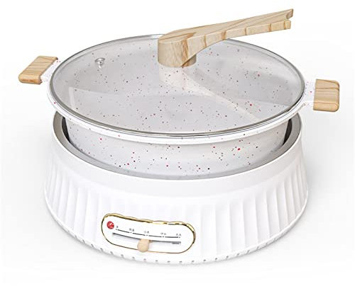 ZHANGMIN Pentola Elettrica, Pentola Calda Shabu Shabu, Fornello Elettrico Multifunzionale con Design Separato, con Protezione da Surriscaldamento A Secco