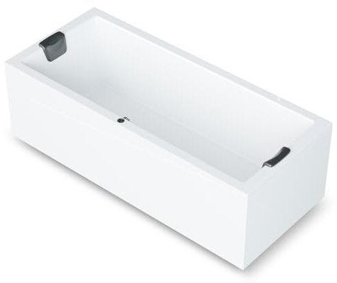 AQUADE Acryl Badewanne 190x90 Modell: Ulm - Weiß Badewanne Komplettset 190x90 - Badewannen mit Wannenfüßen + Schürze + Ab-Überlaufgarnitur mit Zulauf + Nackenkissen + Led