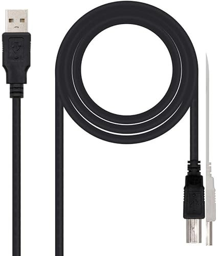 Levitantes Cable USB 2.0 impresora tipo A/M y B/M, negro, 1.8 m, para conexión de impresoras y otros dispositivos USB.