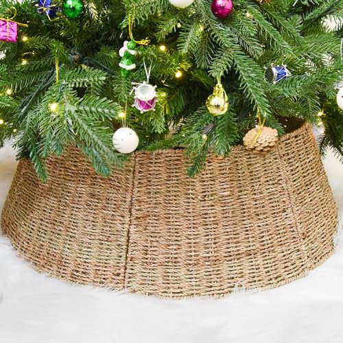 Rocinha Rattan-Weihnachtsbaum-Kragenkorb, rustikaler handgefertigter Baumring