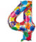 Ponmoo 40 Zoll Foil Luftballon Zahl 4 Mehrfarbig (101cm), Aufblasbares Helium oder Luft, Riesige Folienballons Nummer 0-100, Große Ballones für Hochzeitstag und Geburtstag Party Dekoration