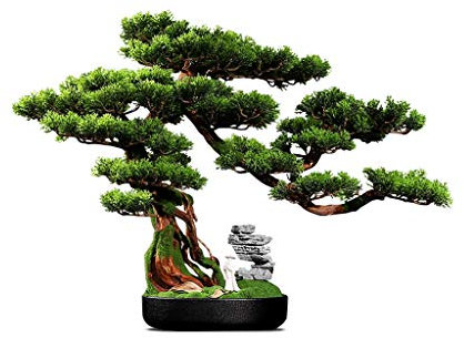 HASMI Künstliche Bonsai Künstliche Zypresse Welcome Kiefer Bonsai Simulation Baum Outdoor Garten Home Decoration Simulation Baum Gefälschte Topf Grünpflanze 18,89 Zoll Künstliche Pflanze