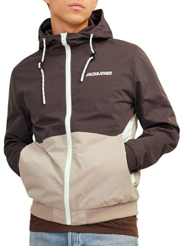 JACK & JONES Jjerush Hood Bomber Noos Blouson, Paillis/détail : Crockery/Blocage Blanc, L Homme