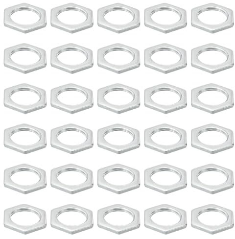 PATIKIL M20x1.5 Acero Hexagonales Tuercas, 30 Paquete Métrica Rosca Galvanizado Acabado Herraje Tuercas Tornillo Perno Sujetadores para Lámparas Maquinaria Reparación 3mm Altura