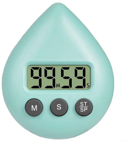Hasaller Minuteur numérique, minuteur de douche, affichage LED numérique pour salle de bain, compte à rebours avec ventouse (vert clair)