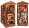 Quanquer Kit de coin-lecture à assembler soi-même, puzzle 3D avec meubles et LED, maison miniature en bois, décoration, cadeau créatif pour anniversaire, Noël, Saint-Valentin (livre magique)