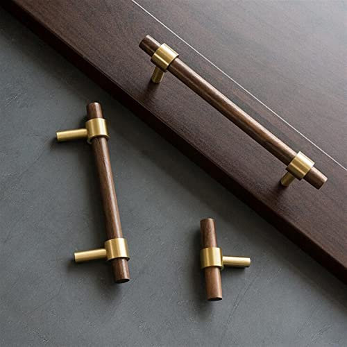 XIBANY 60-285 MM Massive Nussbaum Messing Griff Schrank Schublade Kleiderschrank Türknauf Möbel Langer Griff Zieht 1St (Color : Walnut 225mm)