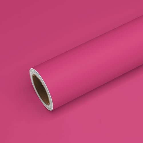 VEELIKE Papier Peint Magenta Vintage Papier Peint Adhesif Rose Papier Collant pour Meuble Chambre Armoire Salon Papier Vinyl Adhesif Cuisine Imperméable Stickers Muraux Salle de Bain 40cm×300cm
