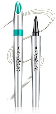 3D Augenbrauenstift Wasserfest, Augenbrauenstift mit 4 Spitze Micro Kopf, Augenbrauenstift mit 4 Gabelspitzen, Microblading Augenbrauenstift, Langanhaltend Flüssiger Brauenstift (Kaffee)