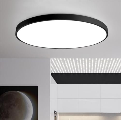 JDONG LED Deckenleuchte dimmbar mit Fernbedienung 54W Schwarz Round Deckenlampe Metall Modern Design Lamp für Schlafzimmer Wohnzimmer Esszimmer Arbeitszimmer Balkon Büro 50 * 4CM