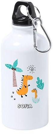 Genérico Botella Personalizada Niño Niña Nombre Botellas de Agua Aluminio Regalo (Dino)