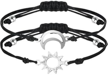 NTRUXZP 2 pulseras, pulseras de la amistad, pulseras de sol y luna, pulseras de compromiso, accesorios de mano, cuerda trenzada ajustable, creatividad personalizada