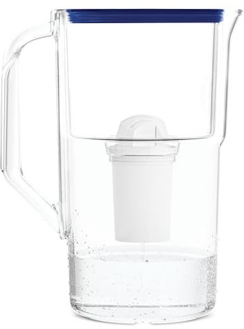 Wessper FutureFlow Caraffa Filtrante 2,8L con Contatore + 1 Filtro Cartucce Filtranti, Moderna Brocca Acqua Filtrante, Sostituzione per cartuccia Aquaphor Standard Brita Classic Dafi Classic, Blu