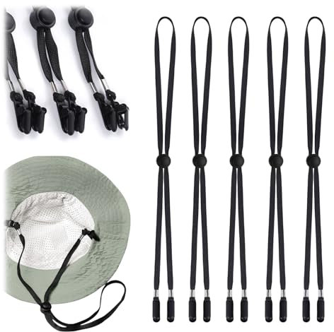 Calkrer 5 Stück Einstellbare Hut-Straps Clips, elastische Hute mit abnehmbarer Kinnriemen. Hut-Halteclip, Hutband-Clips für Wind, Hutschnur zum Laufen.