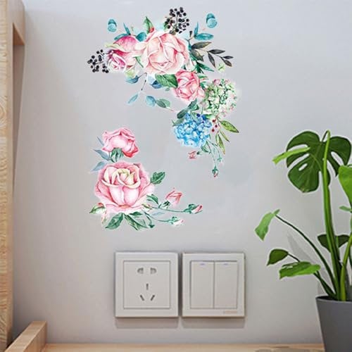 Girls Bedroom Wall Stickers Boho Flowers Wall Decals Living Room Wall Art Floral Wall Sticker for TV Background 0921