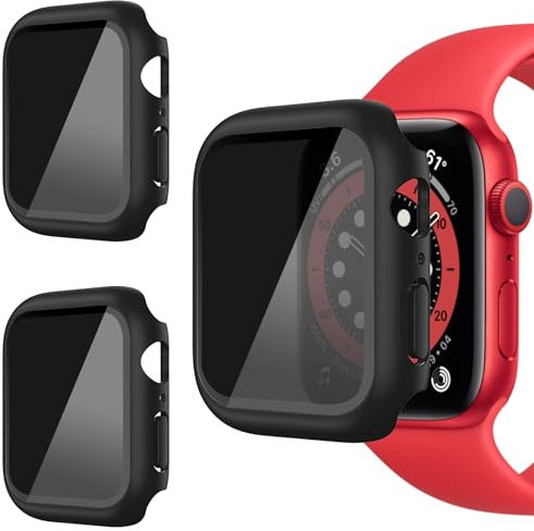 AOKUTDA Confezione da 3 custodie per Apple Watch Series SE/ 6/5/4 da 44 mm con protezione dello schermo in vetro temperato anti spia a 30°, cover antiurto ultra sottile in policarbonato rigido per