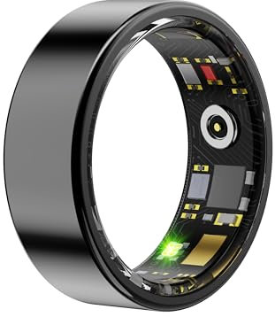 BabyElf Smart Ring Gesundheits-Tracker - Aktivitäts- & Schlaf-Monitor mit Herzfrequenzmessung, IP68 Wasserdicht, Bluetooth 5.0, für iOS & Android (Schwarz, Gr. 9)