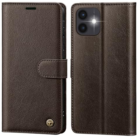 CASBST Handyhülle für iPhone 11 Hülle,Hochwertig Lederhülle Schutzhülle Klappbar mit Kartenfach Standfunktion Magnet für iPhone 11 Klapphülle Handytasche Flip Case für iPhone 11 Hülle Dunkelbraun