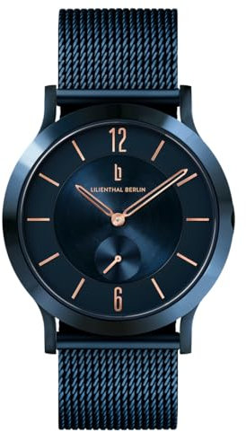 Lilienthal Berlin Chronograph The Classic in Blue Rose Gold – Herrenuhr am blauen Mesh-Armband – aus Chirurgenstahl mit einem Quarzuhrwerk & saphirgehärtetem Mineralglas – 37,5 mm