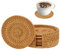 6 PCS Round Rattan Coasters, Round Cup Placemats with Storage Base, Heat Resistant Round Straw Trivet Exquisite Wicker Coasters Set, Handmade Woven Coasters for Teacups(8cm)