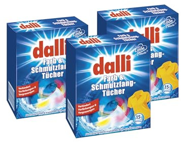 dalli Farb- & Schmutzfangtücher I 3 x 15 Waschladungen (45 Waschladungen) I Farbschutz & Schmutzfänger für jede Wäsche | 3er Pack
