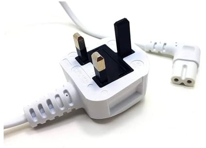 RIGHT ANGLE FIGURE-8 5 Meter MAINS CABLE White/POWER UK LEAD PLUG CORD FIG IEC C7