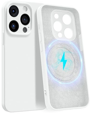 MyGadget Hülle für Apple iPhone 15 Pro [ kompatibel mit MagSafe | 4-Layer-Struktur Schutzhülle ] - Handyhülle mit Kameraschutz - Cover mit Innenfutter - Weiß