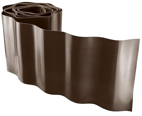 AP Supplies Wavy Plastic Garden Lawn Edging - provides a clear separation between grass, flower beds, pathways, and other landscape features. (H=25CM, L=9M, Brown)